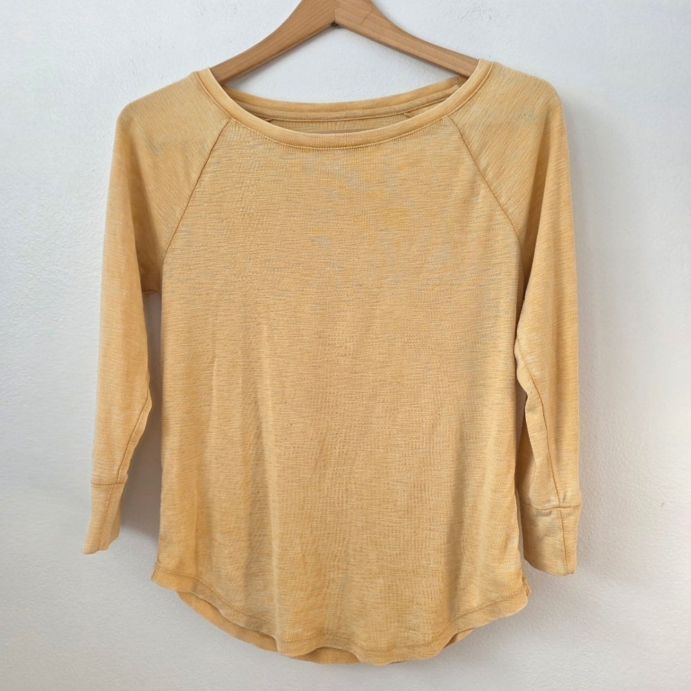 Mossimo Women's Yellow 3/4 Sleeve Top - XS